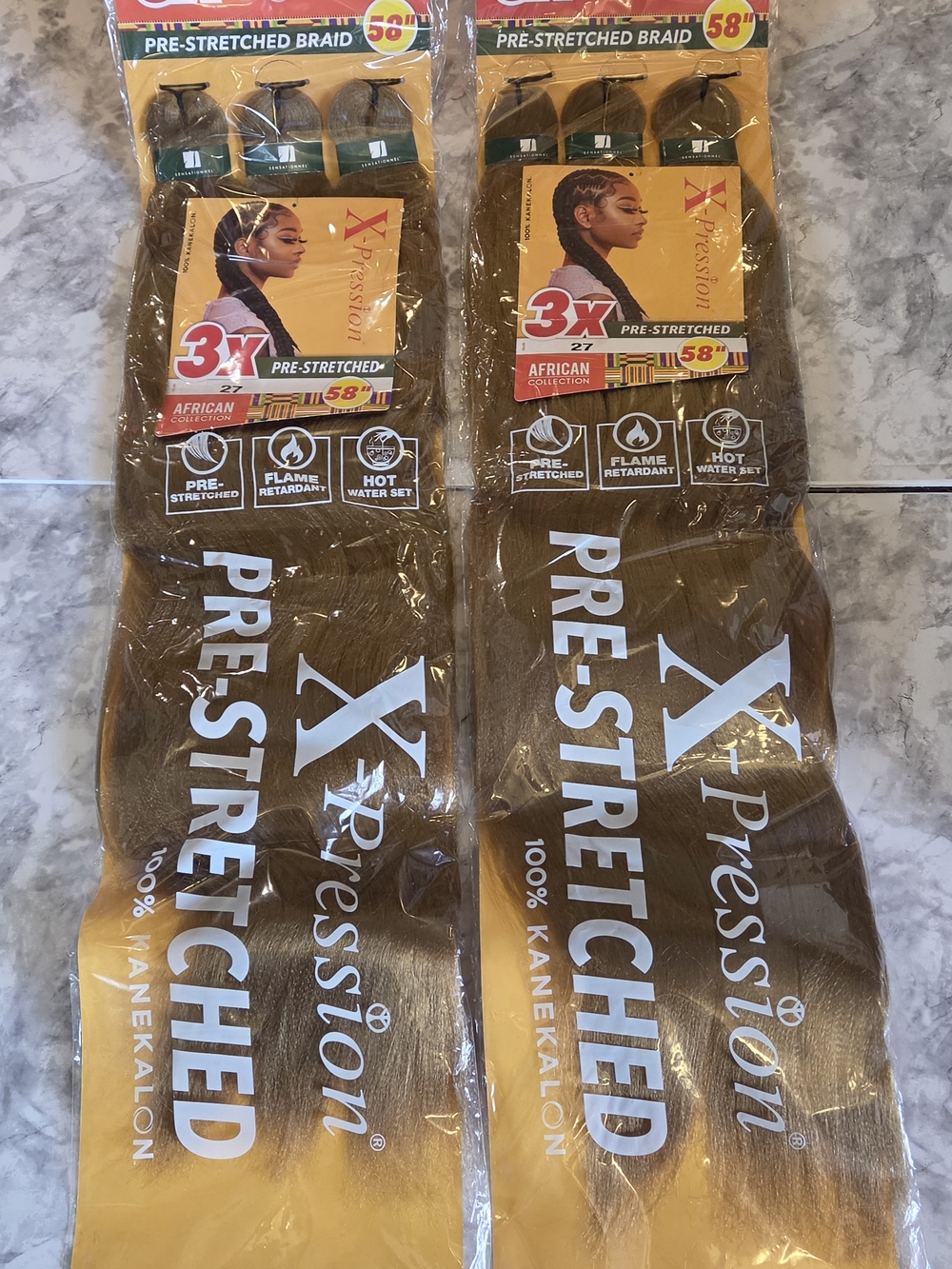 X-Pression Prestretched Braids-3X 58", 2 Pack #27 HONEYBLONDE